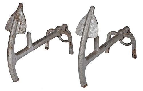 PAIR OF ANCHOR FORM WROUGHT IRON