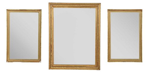 THREE RECTANGULAR GILT FRAMED MIRRORS19th 20th 37281b