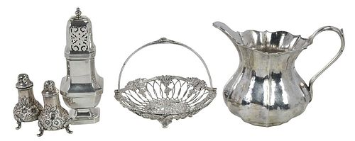 FIVE SILVER TABLE ITEMS20th century,