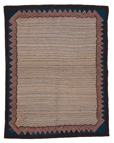 LARGE AMERICAN HOOKED RUG20th century  37285a