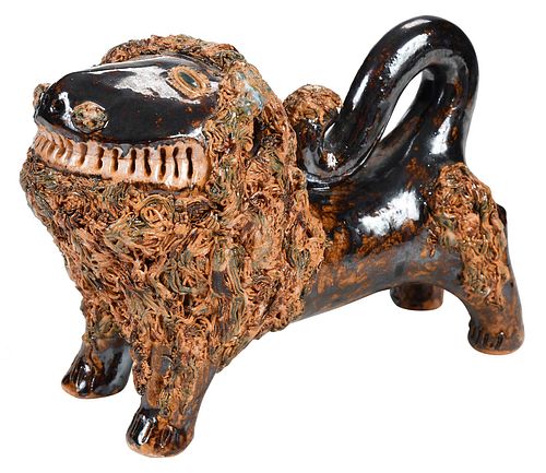 BILLIE RAY HUSSEY STONEWARE LION Moore 37287e