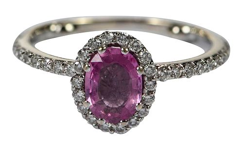 18KT WHITE GOLD PINK SAPPHIRE 3728bb