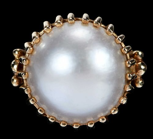 14KT MABE PEARL RINGone 17 0mm 3728b6