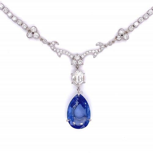 7.13 CT. SAPPHIRE AND DIAMOND NECKLACE7.13