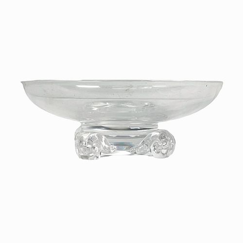 STEUBEN CLEAR GLASS SCROLLED FOOT