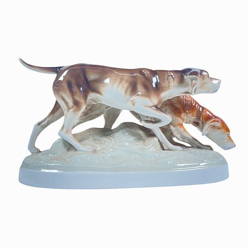 ROYAL DUX BOHEMIA PORCELAIN HOUNDS GROUP