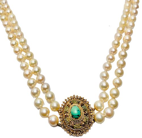 14K PEARL AND TURQUOISE NECKLACE14K 372927