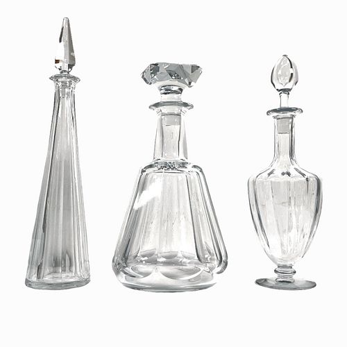 3 BACCARAT FRENCH CRYSTAL DECANTERS