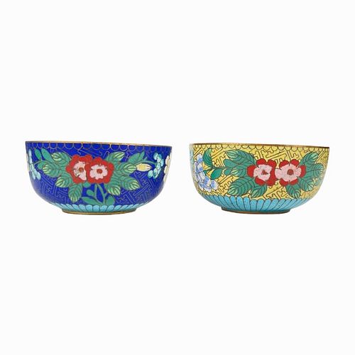 2 VINTAGE CHINESE CLOISONNE ENAMELED