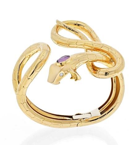GUCCI 18K GOLD SNAKE SERPENT HINGED 3729be