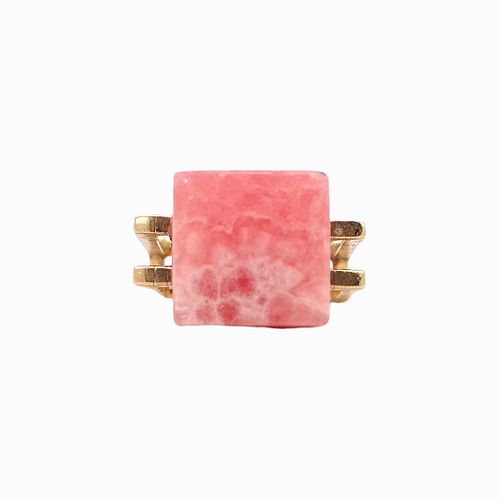 MODERNIST 18K RHODOCHROSITE YELLOW 3729cb