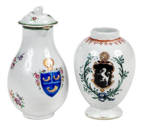 TWO CHINESE EXPORT ARMORIAL PORCELAIN 372a36