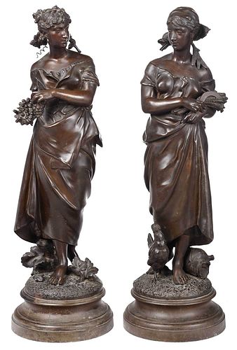 A PAIR OF ALLEGORICAL SCULPTURES,