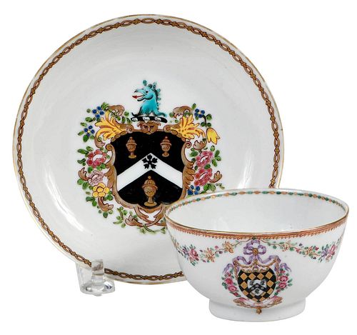 TWO CHINESE EXPORT ARMORIAL PORCELAIN