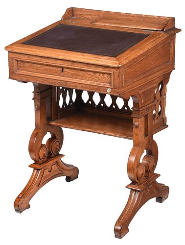 AMERICAN OAK PATENT DESKlid with