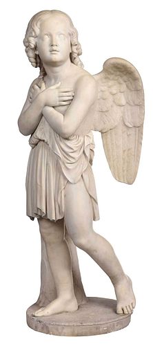 LARGE MARBLE SCULPTURE OF AN ANGEL American  372aaa