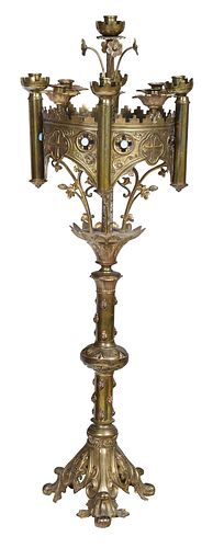 GOTHIC REVIVAL GILT BRASS JEWELED  372ab5