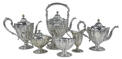 SIX PIECE AMERICAN STERLING TEA 372b21