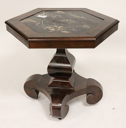 19TH C EMPIRE MAHOGANY MARBLE 372c00