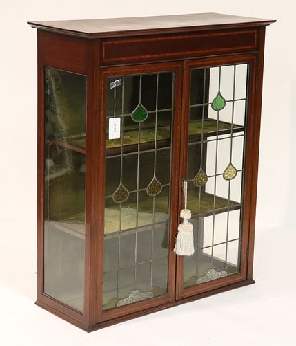 VICTORIAN MAHOGANY LEADED GLASS 372c6c