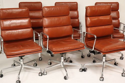 SET OF 6 EAMES LEATHER EXECUTIVE 372ccd
