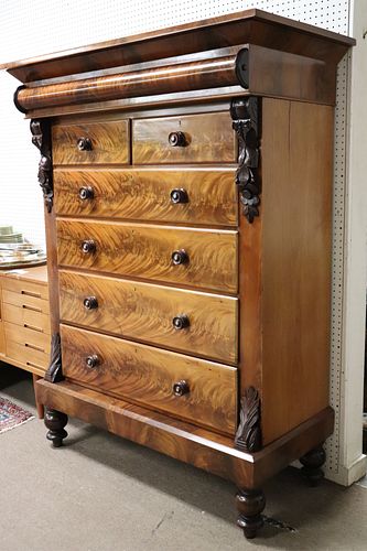 19TH C. AM. EMPIRE FLAME MAHOGANY