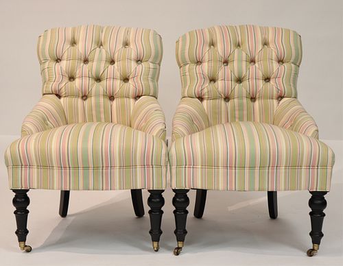 PAIR OF MITCHELL GOLD TUFTED CHAIRSPair