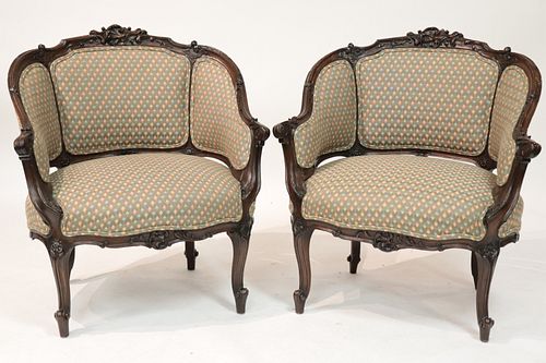 PAIR FRENCH STYLE BARREL CHAIRPair 372d22