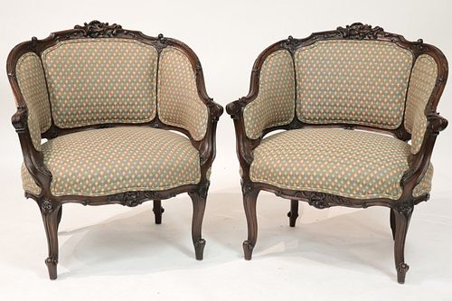 PAIR FRENCH STYLE BARREL CHAIRPair French