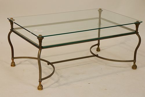 BRASS GLASS 2 TIER COFFEE TABLEBrass 372d25