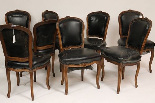 SET OF 8 LOUIS XVI DINING CHAIRSStained 372d26