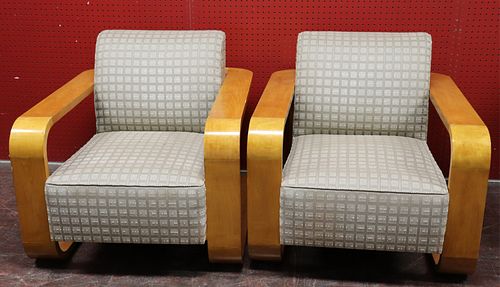 PAIR ART DECO BIRCH CLUB CHAIRS,