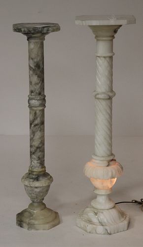 TWO GREY WHITE ALABASTER PEDESTALS SARO576 2 MS Dimensions  372d48