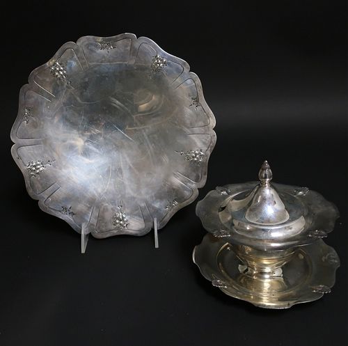 STERLING SILVER SAUCE DISH & TRAYSterling