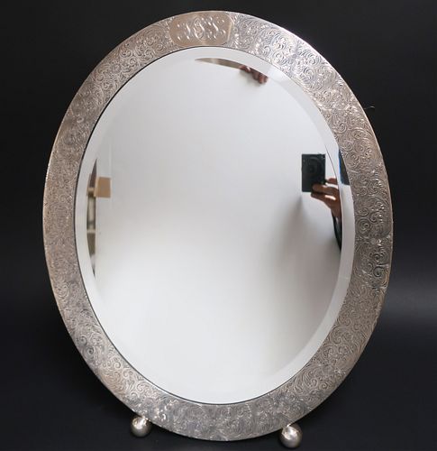 STERLING SILVER OVAL VANITY MIRRORSterling 372d5a