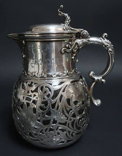 ART NOUVEAU SILVER OVERLAY TROPHY 372d74