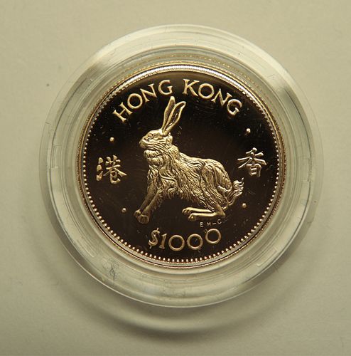 HONG KONG 1987 $1000 GOLD COINKM#58,