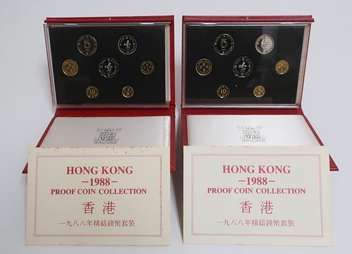 TWO HONG KONG 1988 PROOF COIN COLLECTIONSKM PS5  372dbb