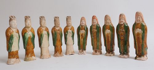 GROUP OF TEN TANG GLAZED TOMB ATTENDENTSTen 372dc3