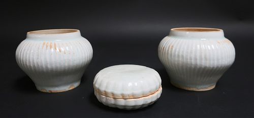 PAIR RIBBED QINGBAI STYLE JARSPair