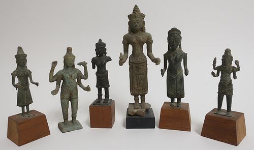 SIX SMALL BRONZE KHMER FIGURESWonderful