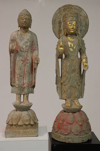 TWO STANDING STONE BUDDHIST FIGURESA 372e20