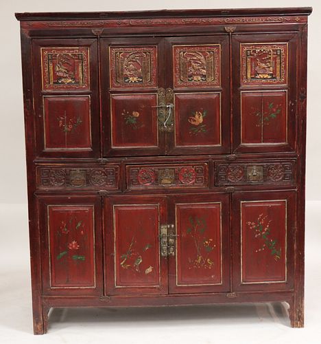 ASIAN WOOD CARVED GILT & LACQUERED