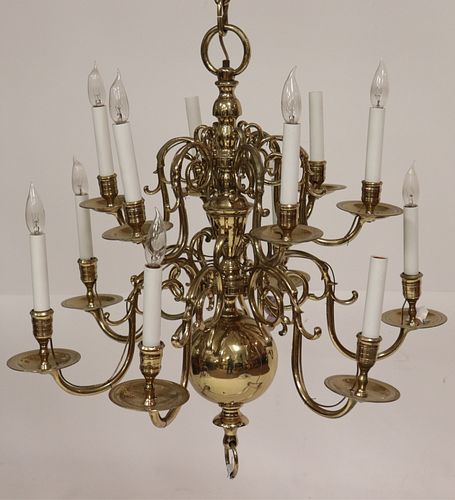 DUTCH STYLE BRASS 12 LIGHT CHANDELIERDutch 372e65