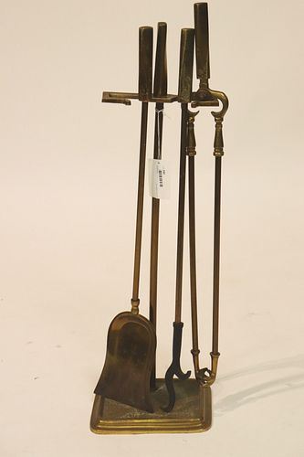 SET OF MODERNIST BRASS FIRE TOOLS