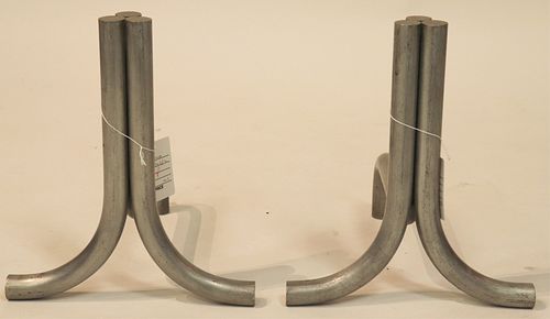 PAIR ART DECO ALUMINUM ANDIRONS  372e86