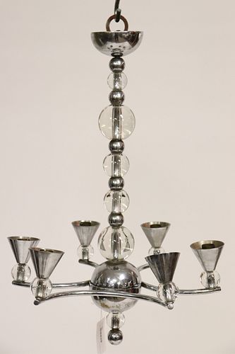 ART DECO CHROME & GLASS 6-LIGHT