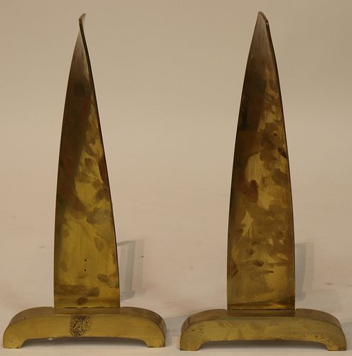 PAIR MODERNIST 1970 S BRASS ANDIRONSPair 372e97