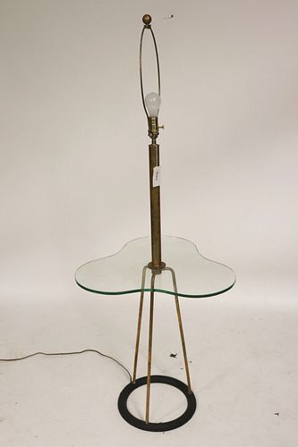 MIDCENTURY BRASS & CAST IRON LAMP