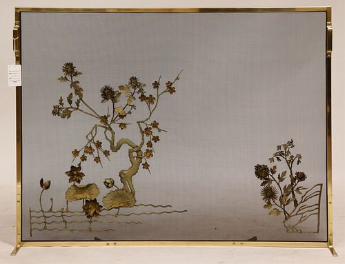 BRASS FIRE SCREEN WITH FOLIATE